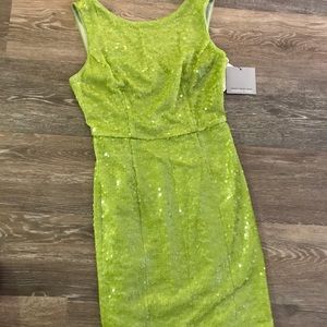 Lime green sequined cocktail dress. Never worn.